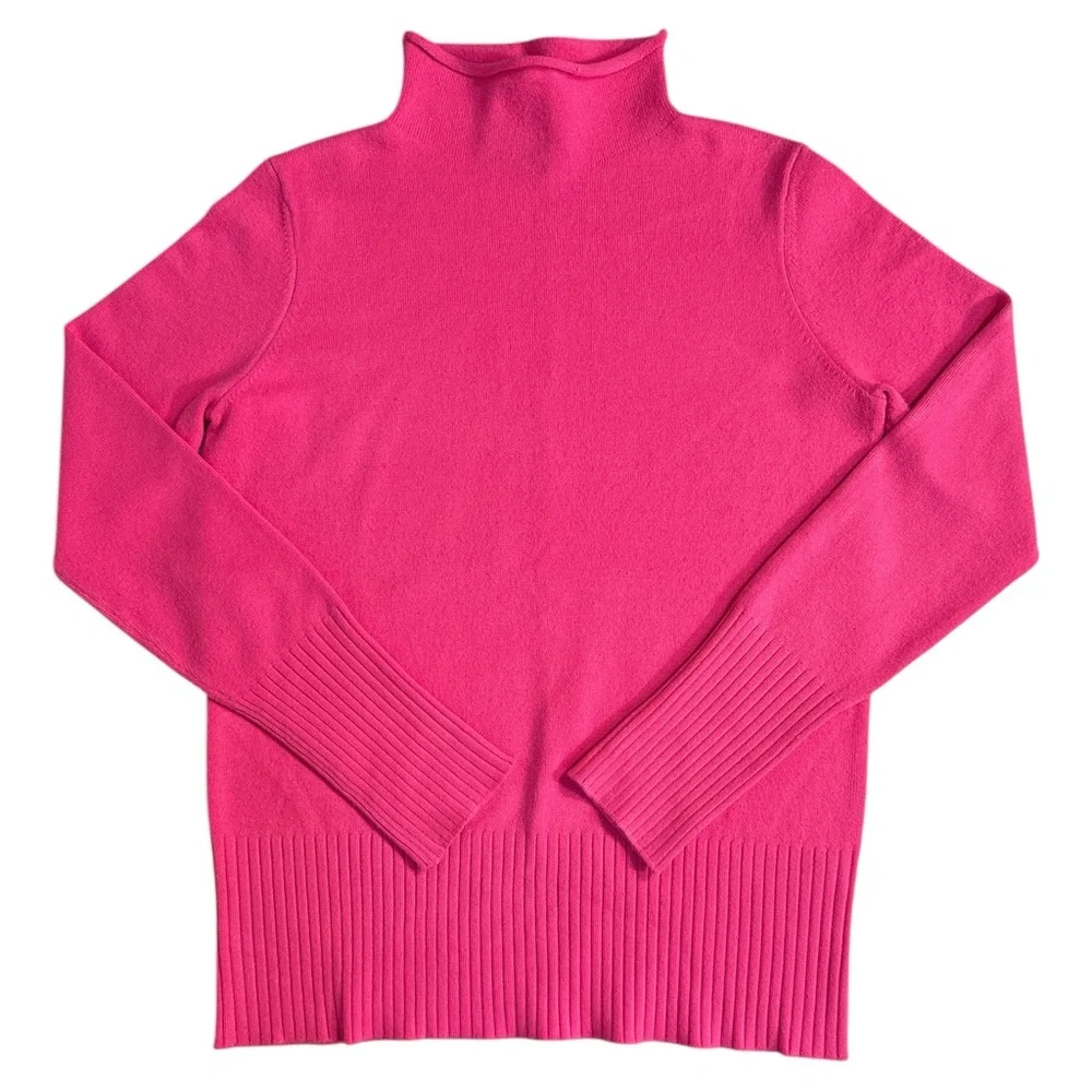 French Connection Women’s Vibrant Pink Turtleneck Sweater Size M Soft Knit EUC